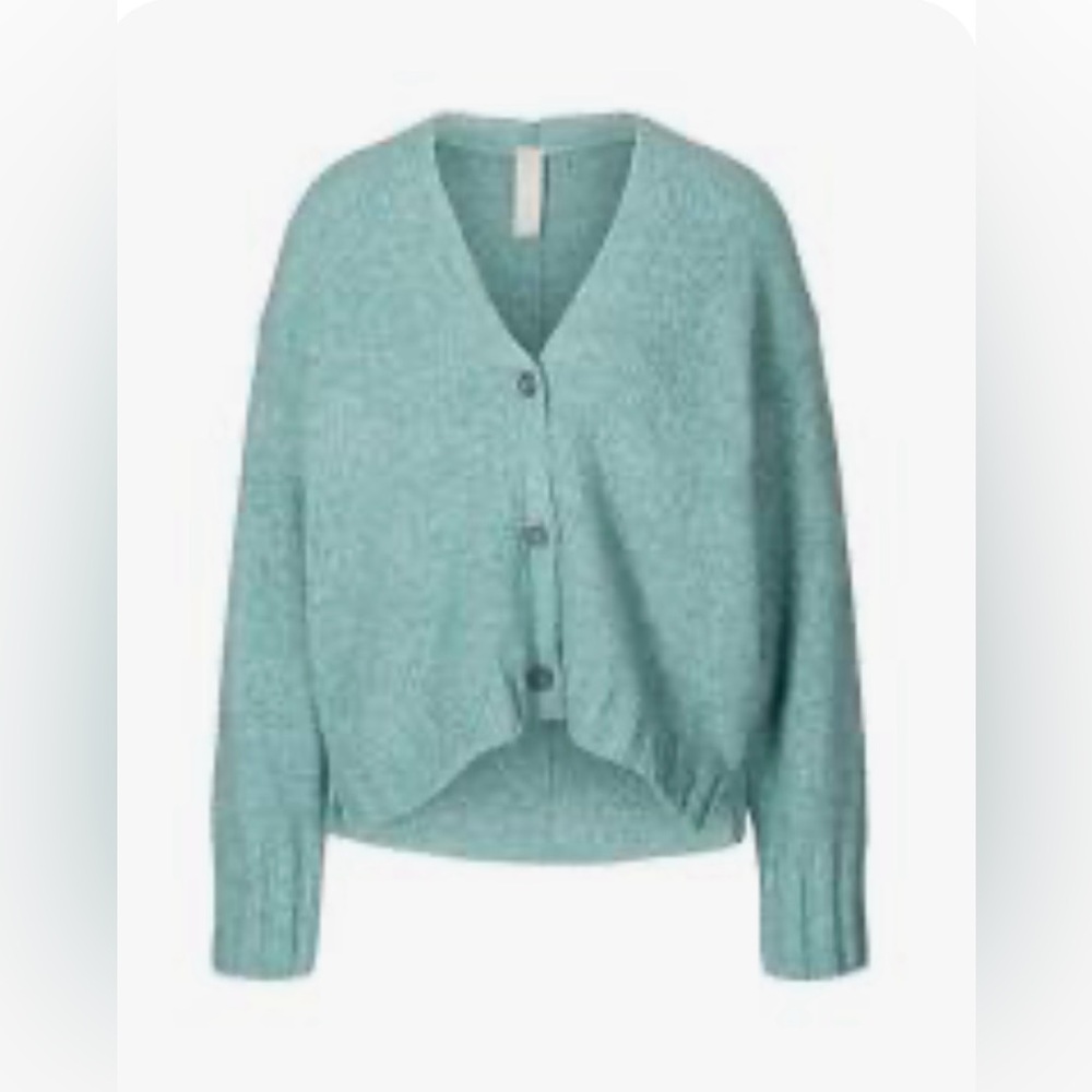 ISCHIKO Cotton Wool Blend Jumper V-neck Sweater Teal Size 0/ 4-6